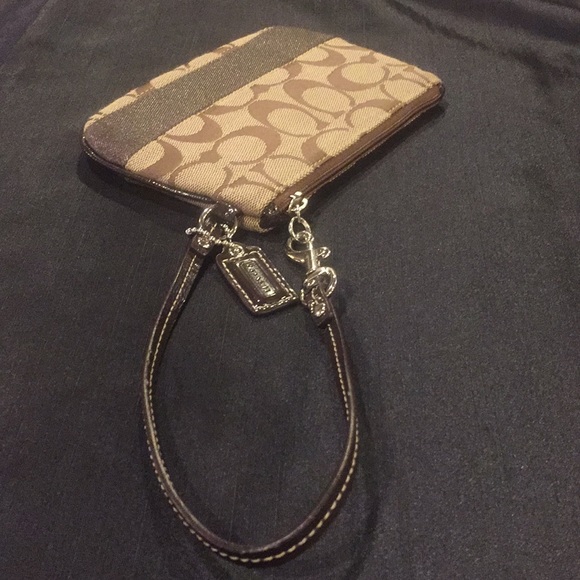 Coach signature stripe small wristlet khaki brown - Picture 5 of 8